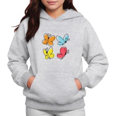 Imagem de Moletom Infantil Canguru Menina Estampa Borboletas - Samcro, Cinza, 10