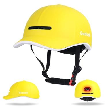 Imagem de Gudook Capacete de bicicleta adulto masculino capacetes de bicicleta para mulheres com luz traseira LED - boné de beisebol estilo certificado conforto ajustável capacetes de ciclismo para scooter Road