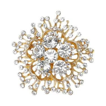 Imagem de Broches De Luxo Femininos Com Strass Em Formato De Flor, Alfinetes De 