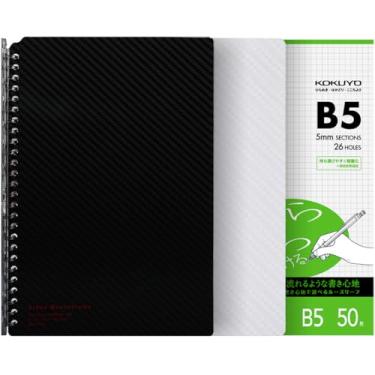 Imagem de Kokuyo Cadernos de fichário inteligente, pacote com 2 cadernos recarregáveis B5, pautados de 8 mm, 20 folhas cada, mais 50 folhas extras, papéis de folha soltos de 12 x 12 cm, capacidade para 25