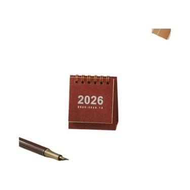 Imagem de Calendário De Mesa Mini Portátil Em Cores Sólidas, Estilo Casual, Orna