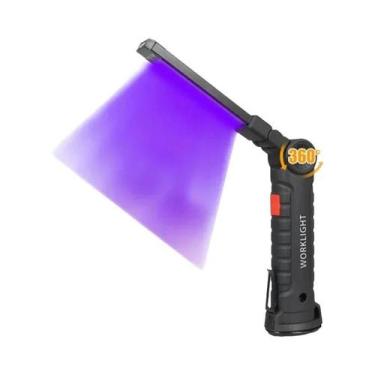 Imagem de Lanterna UV LED 395nm Recarregável USB Dobrável Com Gancho Magnético P