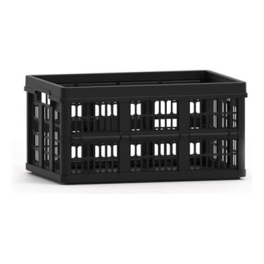 Imagem de Caixa Organizadora Multiuso Cesto com Tampa 45 Litros Grande Cor Preto para Armazenamento em Casa, Garagem, Closet e Oficina