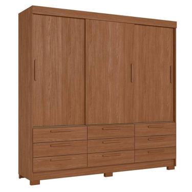 Imagem de Guarda Roupa Casal 3 portas de correr 9 gavetas Morretes Jatobá - Santos Andirá