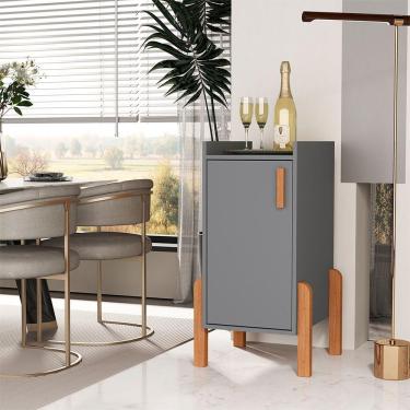 Imagem de Buffet Aparador Sala Retrô 1 Porta Cantinho Do Café Poisedon Cinza