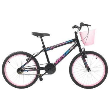 Imagem de Bicicleta Infantil Feminina Aro 20 KOG com Cestinha, Preto, Rosa