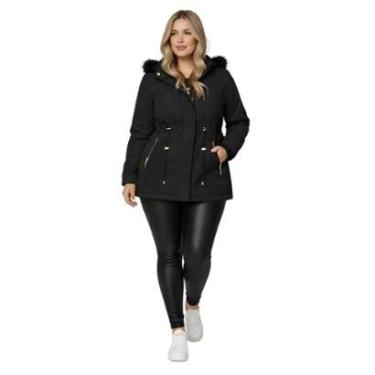 Imagem de Jaqueta ParKa Sarja Peluciada Com Capuz Removivel Plus Size-Feminino