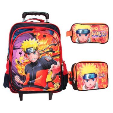 Imagem de Kit Mochila Masculina Naruto Rodinhas Passeio Creche Aulas - TOYS 2U