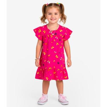 Imagem de Vestido Infantil Com Manga Godê Select Rosa, 8, Rosa