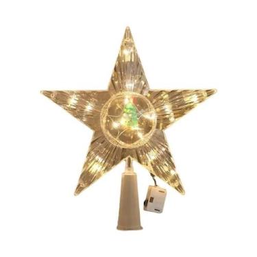 Imagem de Decoração De Árvore De Natal LED De 15cm Com Estrelas Brilhantes Em Br