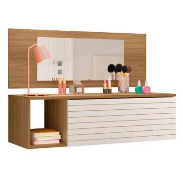 Imagem de Penteadeira Mesa de Maquiagem Joy Suspensa 01 Gaveta com Espelho Natur