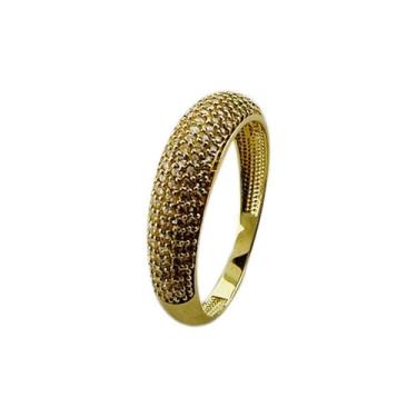 Imagem de Anel em Ouro 18K Meia Aliança Bananinha com Zircônias - Joia Elegante 