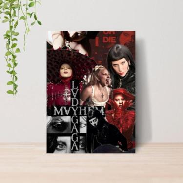 Imagem de Quadro Lady Gaga Pop Art Music Diva A4  Placa MDF 08 - Lomi Art