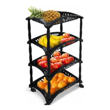 Imagem de Fruteira Chão Cozinha Cesto Organizador Empalhável 4 Andares Arqplast
