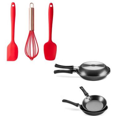 Imagem de Kit Panela Omeleteira 0,8 Litros + Utensílios de Silicone 3 Peças - Cl