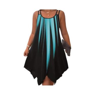 Imagem de Vestido feminino plus size elegante estilo boêmio com alça dupla e est