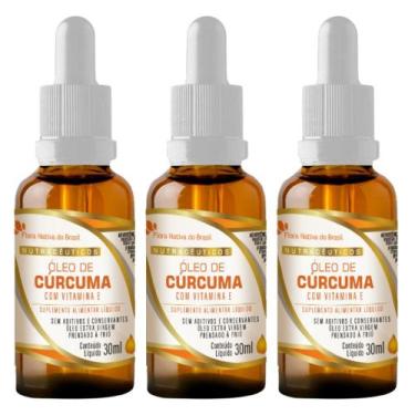 Imagem de KIT 3X Óleo de Cúrcuma com Vitamina E em Gotas 30ml - Flora nativa - F