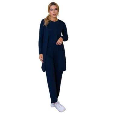 Imagem de Conjunto Feminino Lanzinha 3 Peças Casual Confortável - IV STORE, Azul