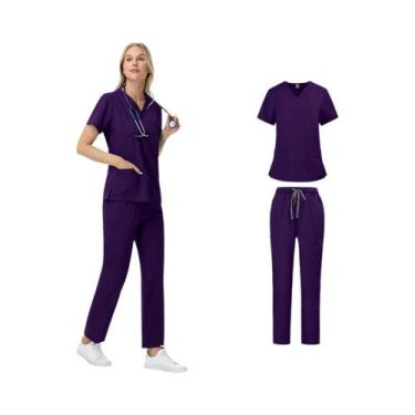 Imagem de Uniforme De Enfermeira Unissex Em 2 Peças Com Calças Retas E Bolsos, R