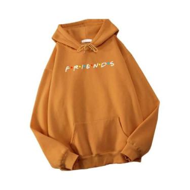 Imagem de Moletom Masculino Oversize Coreano De Lã Com Capuz E Estampa Friends, 