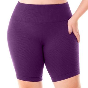 Imagem de Short Fitness sem Costura Plus Size com Jacquard Colmeia Black Wine Ze