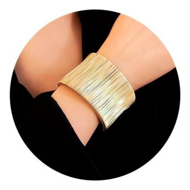 Imagem de Pulseira Bracelete Dourado Prateado Fios Metálicos Verticais - - anjo 