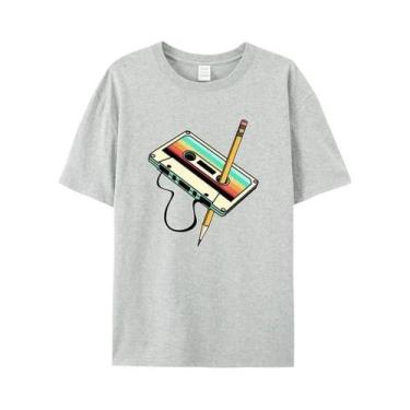 Imagem de Camiseta Retrô Vintage Dos Anos 80 Com Fita Cassete Musical, Masculina