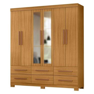 Imagem de Guarda Roupa Casal New Kansas Carvalho Americano Com Espelho - Incorplac