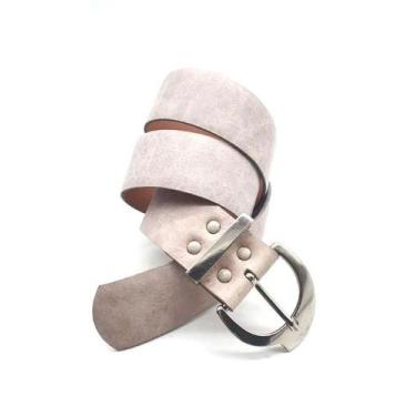Imagem de Cinto feminino de couro fivela prata BOM1001 - Barão Do Couro, Off whi
