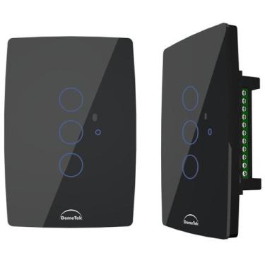 Imagem de Interruptor Touch Inteligente 3 Tecla WI-FI Diamond Dometek, Preto