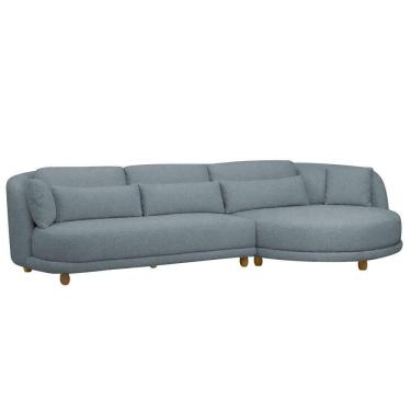 Imagem de Sofá 05 Lugares 330cm Arizona Com Chaise Esquerdo Bouclé Azul Claro - Nexta Casa
