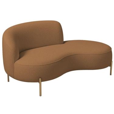 Imagem de Sofá Curvo 2 Lugares 150cm Braço Dir. Thommy Pés Ouro Bouclé Terracota - Nexta Casa