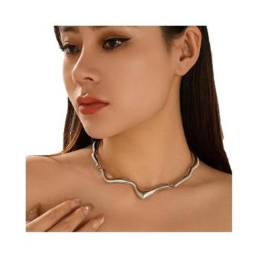 Imagem de Colar Choker Punk Dourado Para Mulheres, Joia Sexy Com Geometria Irreg
