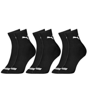 Imagem de Kit 3 Pares Meias Puma Cano Médio Adulto Algodão Original, 39/43, Pret