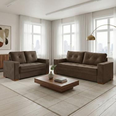 Imagem de Conjunto de Sofá 2 e 3 Lugares Toquio Marrom