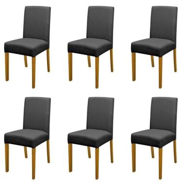 Imagem de Kit 6 Cadeiras De Jantar Estofadas Madeira Maciça Multimóveis Cr15023 Madeirado-Preto