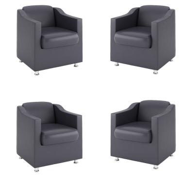 Imagem de Kit 4 Poltronas Tilla Para Recepção Clínica Médica Corino Cinza Balaqui Decor