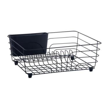 Imagem de Escorredor de Louça 10 Pratos com Porta Talheres Preto - MOR