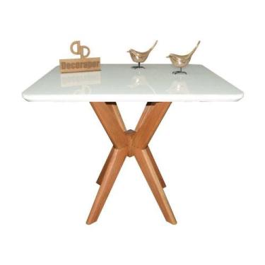 Imagem de Mesa Jantar Pandora Tampo Retangular Laca Com Vidro 120x80cm Branco - 