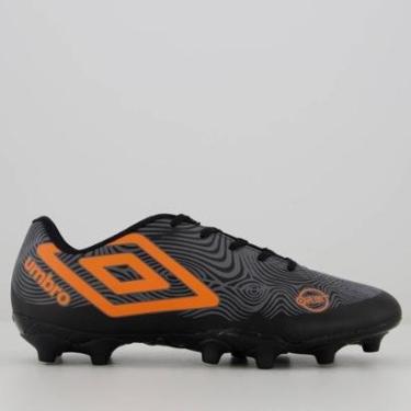 Imagem de Chuteira Umbro Orbit Campo Preta e Laranja-Masculino