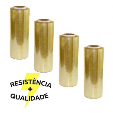 Imagem de Filme Plástico PVC Kit 4 Rolos 28CM X 300M para Embalar Alimentos 9 MICRA Amarelo Transparente Higipack