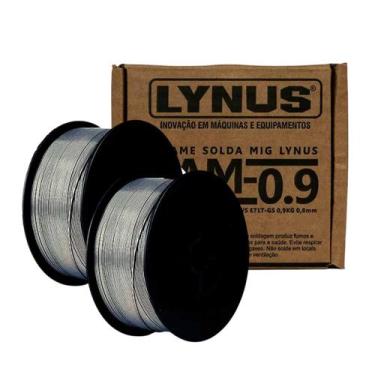 Imagem de Kit 2 Rolos Arame Solda Mig Uso Sem Gás 0,8mm 1kg Lynus