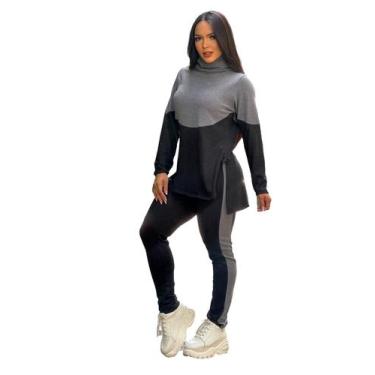 Imagem de Conjunto Frio Blusa Calça Com Gola Feminino Elegante Agasalho Lanzinho