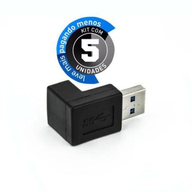 Imagem de Kit 5 Adaptador USB 3.0 Macho Fêmea 90 Graus - CIRILO CABOS