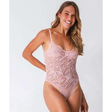 Imagem de Body Feminino Sensual Renda Sem Bojo Com Aro Rosa-47091 - Alarc, Rosa,