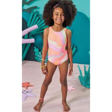 Imagem de Maiô Menina em Malha Jacquard Textura com Proteção UV50+ Kukiê, Rosa, 