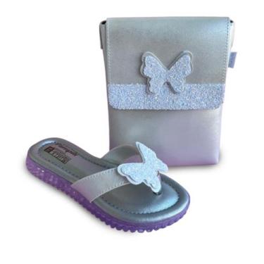 Imagem de Chinelo Infantil Menina Borboleta Fashion Verão Com Bolsinha - Pé De C