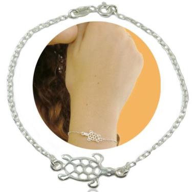 Imagem de Pulseira Feminina Prata Legitima 925 Tartaruga Cagado - Lojas La&Ny Pr