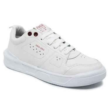 Imagem de Tênis Coca-Cola Feminino Soho Leather Branco/Vermelho CC2176, Branco, 