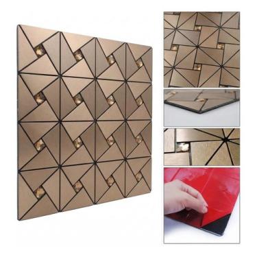 Imagem de 4 Pastilhas Papel Parede Metal Autocolante Banheiro Cozinha - Jady Sho